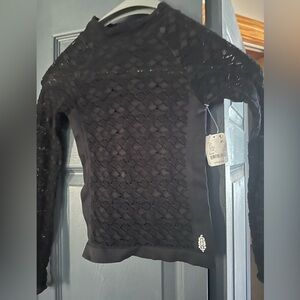 FP Movement by Free People Black Lace Top